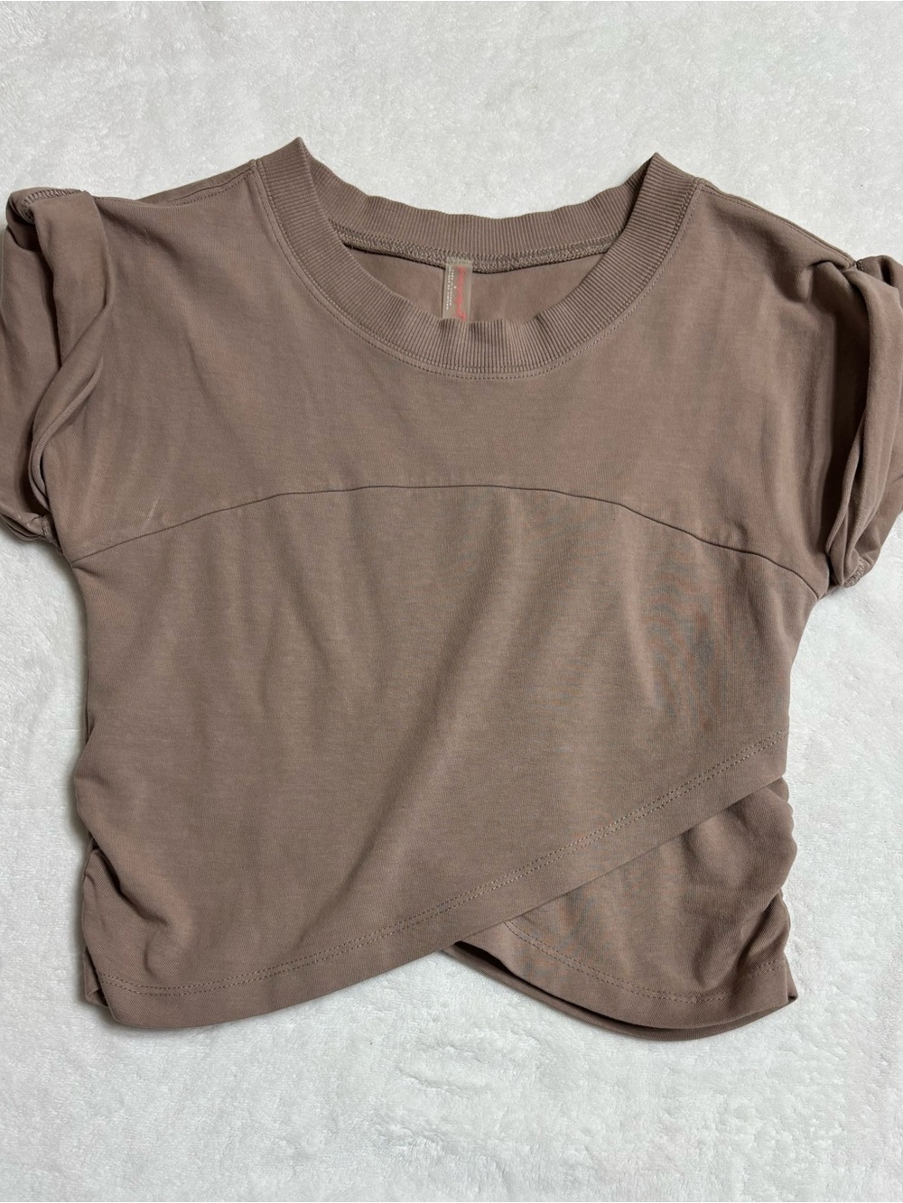 FP Movement by Free People Taupe Twist-Hem Crop Tee